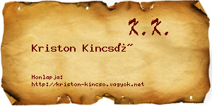 Kriston Kincső névjegykártya